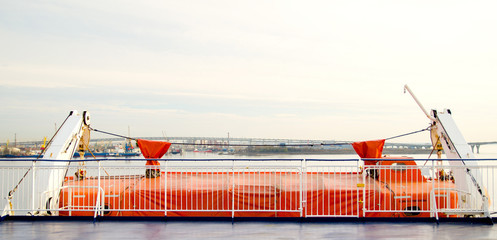 Lifeboat equipment on a big ship