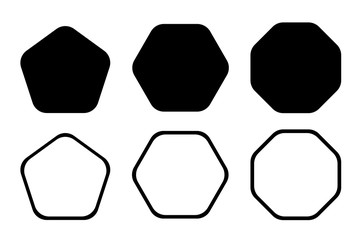 Rounded edge pentagon, hexagon, octagon icon. Vector geometry rounded corner polygon. - obrazy, fototapety, plakaty