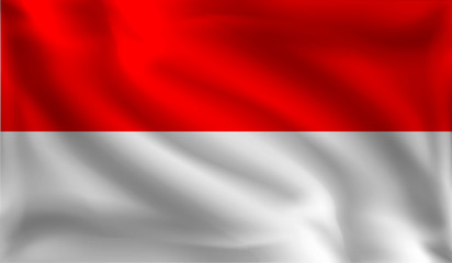 Waving Indonesians flag, the flag of Indonesia, vector illustration