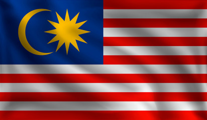 Waving Malaysia flag, the flag of Malaysia, vector illustration