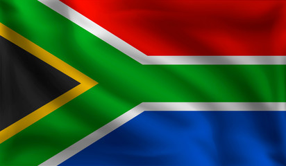 Waving Republic Of South Africa flag, the flag of South Africa, vector illustration