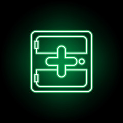 Fototapeta premium Medical, emergency kit icon in neon style. Element of medicine illustration. Signs and symbols icon can be used for web, logo, mobile app, UI, UX