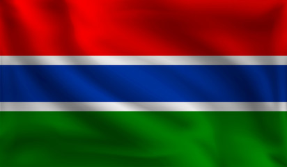 Fototapeta premium Macha flagą Gambii, flaga Gambii, ilustracji wektorowych