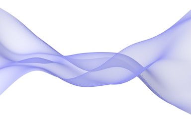 Abstract blue wave. Blue scarf. Bright blue ribbon on white background. Abstract smoke. Raster air background. 3D illustration