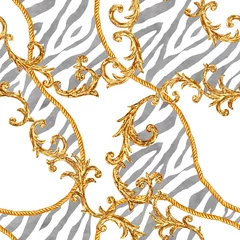 Foto op Plexiglas Glamour stijl Gouden ketting glamour barokke stijl naadloze patroon achtergrond.