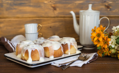 Cinnamon rolls  traditional dessert buns