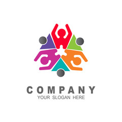 Vector logo template concept illustration, social logo with humans