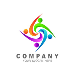 Fototapeta premium Human social, unity, together, and logo design template
