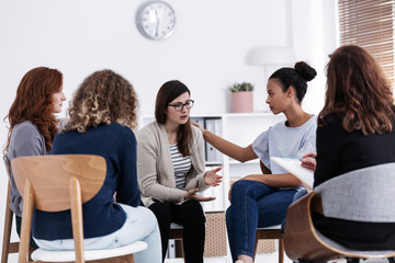 First meeting of Women's issues support group meeting, group therapy concept