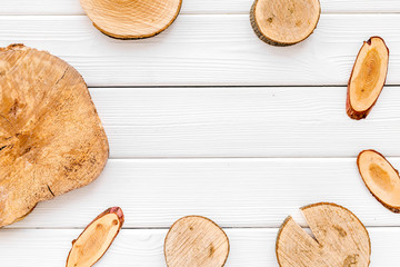 wooden stumps for blog background top view space for text