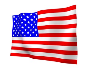 Obraz premium Waving flag of the United States of America. Stars and Stripes. State symbol of the USA. 3D illustration