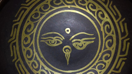 tibetan singing bowl, painting inside the bowl