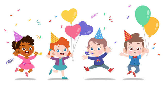 happy kids birthday vector illustration isolated