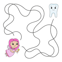 Maze. Game for kids. Funny labyrinth. Education developing worksheet. Activity page. Puzzle for children. Cute cartoon style. Riddle for preschool. Logical conundrum. Color vector illustration.