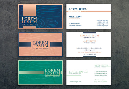Business Card Set with Wood Grain Theme
