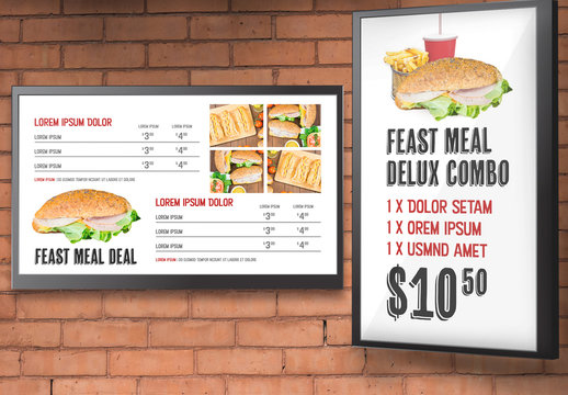 Digital Display Menu Layouts with Photo Placeholders