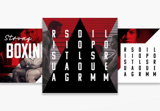 Fitness Social Media Post Layouts with Red Accents