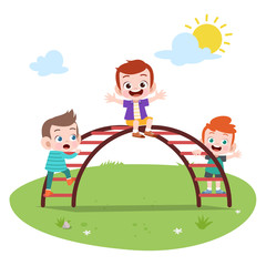 happy kids playing vector illustration isolated