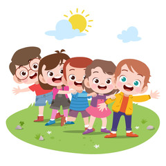Obraz na płótnie Canvas happy kids playing together vector illustration isolated