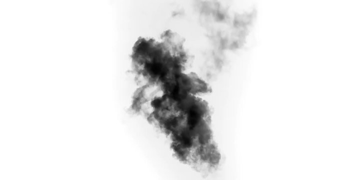 Black Smoke Rushes Upwards. Black smoke rises from a large burning object. Ideal for simulating burned equipment and buildings in the middle distance from the camera