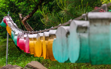 Different beautiful and colorful paper lanterns. The festival is a celebration the birth of Buddha in South Korea.