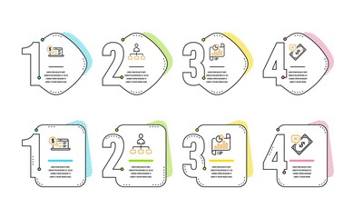 Report document, Management and Online accounting icons simple set. Rejected payment sign. Growth chart, Agent, Web audit. Bank transfer. Education set. Infographic timeline. Line report document icon