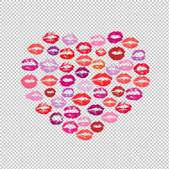 Lipstick Kiss Print Heart Transparent background