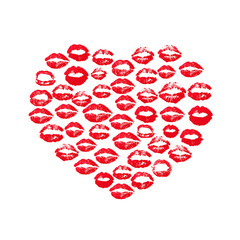 Red Lipstick Kiss Print Heart Isolated White background