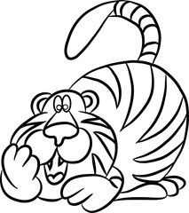 Cartoon monochrom character tiger illustration.