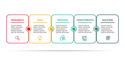 Thin line element for infographic. Template for diagram, graph, presentation and chart. Concept with 5 options...