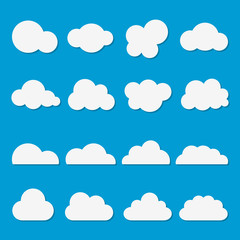 Clouds icon set, Vector isolated flat design illustration of clouds collection