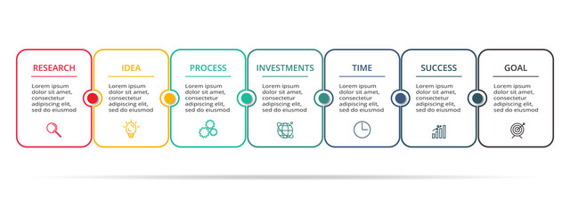 Infographic design vector and marketing icons for diagram, graph, presentation and round chart. Concept with 7 options