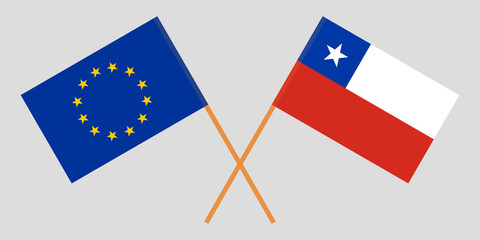 Chile and the European Union. Chilean and EU flags