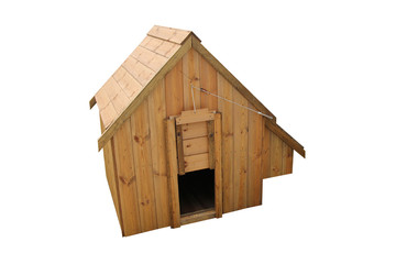 Obraz na płótnie Canvas A Wooden Chicken House with Nest Box for Nine Birds.
