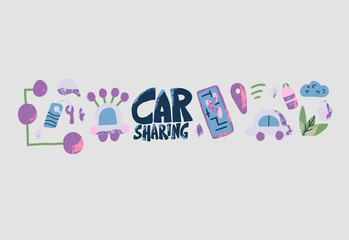 Car sharing concept. Vector illustration.