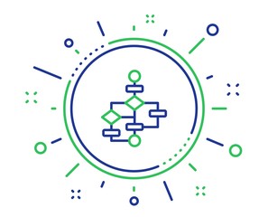 Block diagram line icon. Path scheme sign. Algorithm symbol. Quality design elements. Technology block diagram button. Editable stroke. Vector