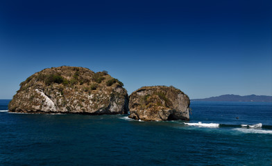 Tour boat for scuba diving anchored at Los Arcos National Park Puerto Vallarta