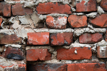 Red broken brick wall texture