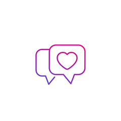 Dating app, love chat, vector line icon