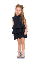 The little girl is full-length.