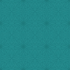 Blue monochromatic ornamental seamless vector pattern