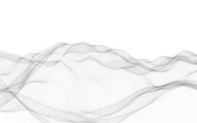 Abstract landscape on a white background. Cyberspace grid. hi tech network. 3d illustration