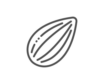 Almond nut line icon. Tasty nuts sign. Vegan food symbol. Quality design element. Linear style almond nut icon. Editable stroke. Vector