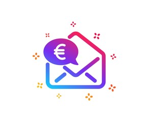 Euro via mail icon. Send or receive money sign. Dynamic shapes. Gradient design euro money icon. Classic style. Vector