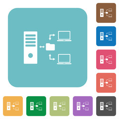 Network file system with server rounded square flat icons