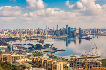 Panoramic view of Baku city, capital of Azerbaijan - obrazy, fototapety, plakaty