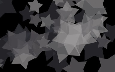 Gray translucent stars on a dark background. Orange tones. 3D illustration