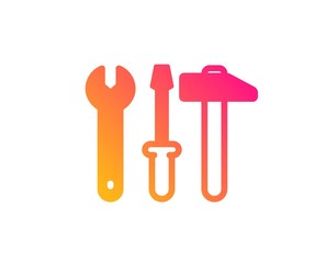 Spanner, hammer and screwdriver icon. Repair service sign. Fix instruments symbol. Classic flat style. Gradient spanner tool icon. Vector