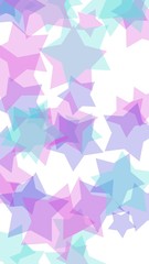 Multicolored translucent stars on a white background. Pink tones. 3D illustration