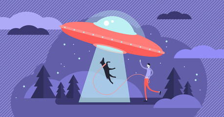 UFO vector illustration. Unidentified flying space object persons concept. © VectorMine